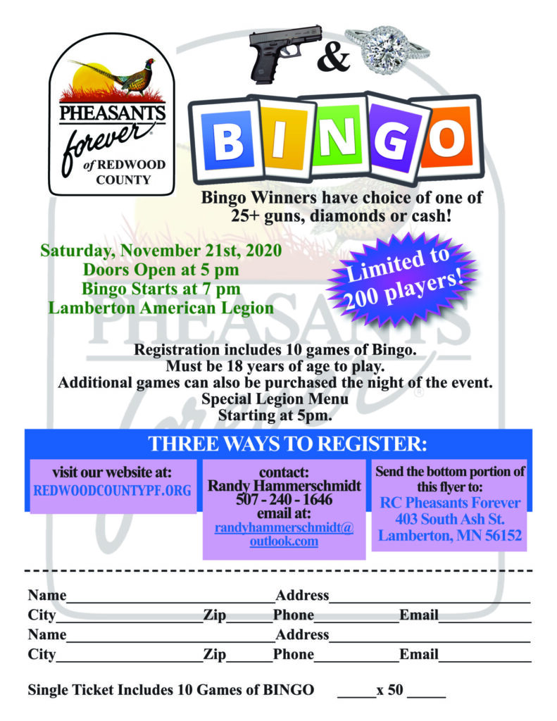 Gun & Diamond Bingo at Lamberton American Legion Redwood County