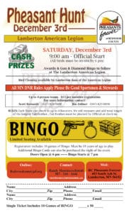 2022 Pheasant Hunt & Bingo Flyer - Redwood County Pheasants Forever